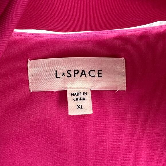 L SPACE Corsica Dress Womens XL Pink Bougainvillea Strapless Cut Out Midi Beach - Picture 9 of 16